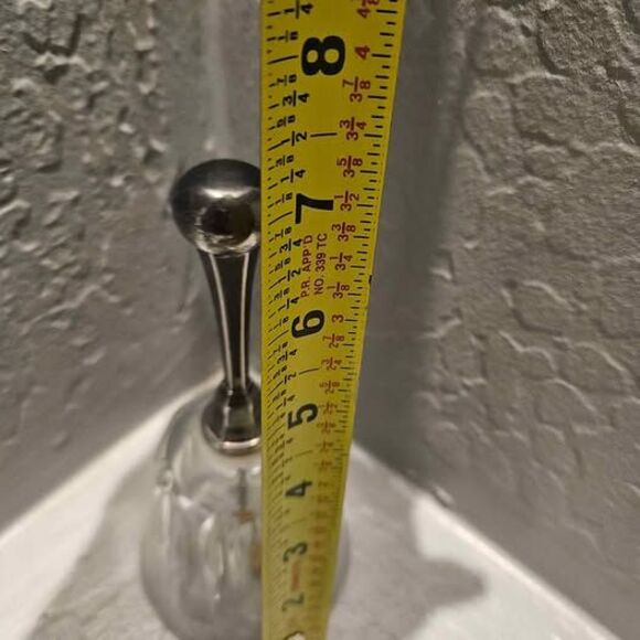 Crystal Collectible Bell Dinner Bell with Silver Plate Handle Made in Italy 7" - Picture 4 of 4